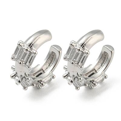 Brass Micro Pave Cubic Zirconia Cuff Earrings