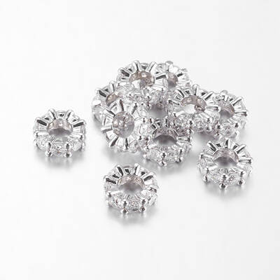 Brass Cubic Zirconia European Beads