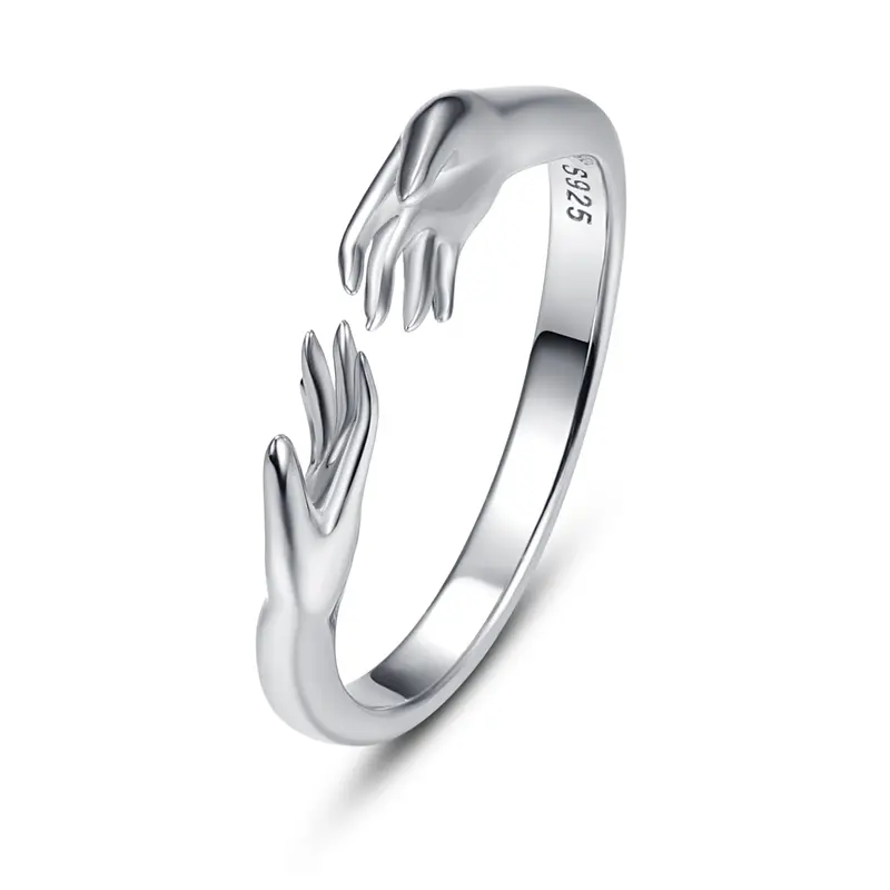 Sterling Silver Hold Hands Open Ring