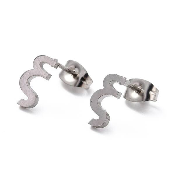 Tarnish Resistant 304 Stainless Steel Greek Alphabet Stud Earrings