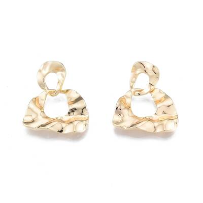 Brass Twist Half Round Dangle Stud Earrings for Women