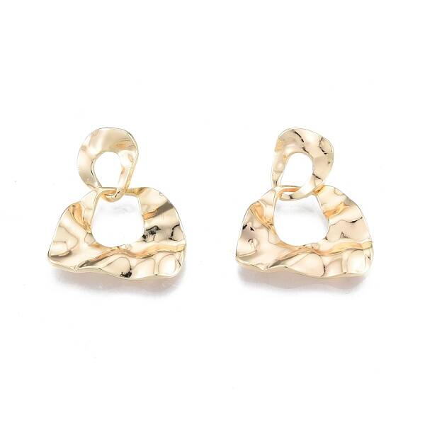 Brass Twist Half Round Dangle Stud Earrings for Women