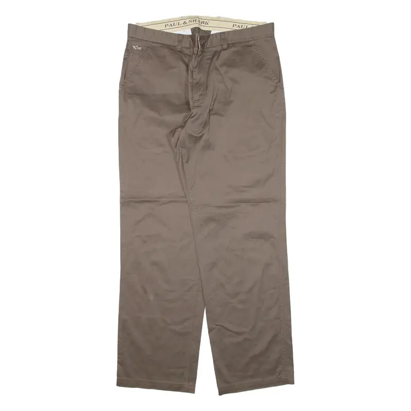 PAUL & SHARK Chino Mens Trousers Brown Regular Straight W34 L30