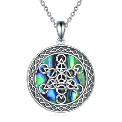 Sterling Silver Abalone Shellfish Star Of David Pendant Necklace