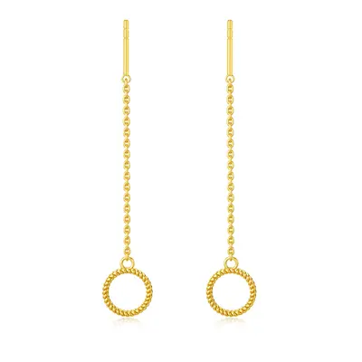 14K Gold Circle Drop Earrings