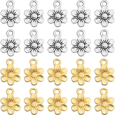 100Pcs 2 Colors Tibetan Style Alloy Charms