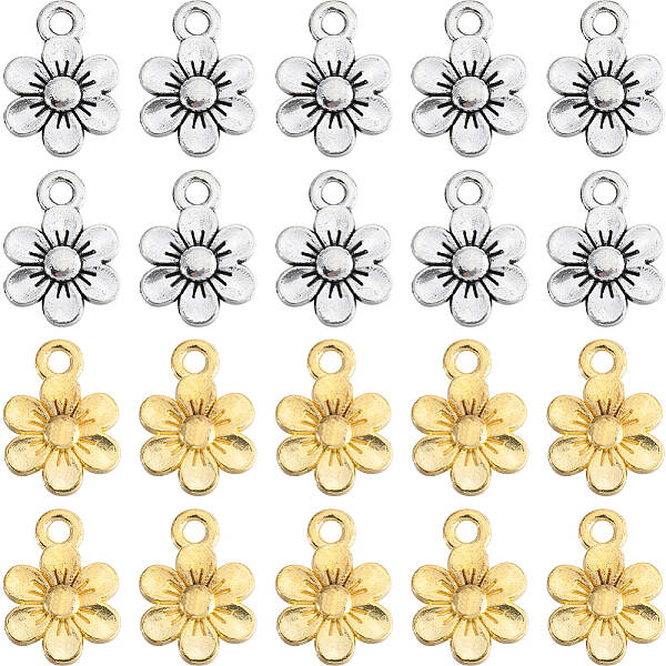 100Pcs 2 Colors Tibetan Style Alloy Charms