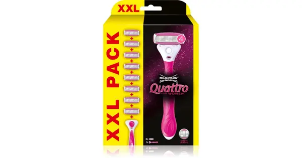 Wilkinson Sword Quattro Women's Aloe & Vitamin E Razor + 8-Piece Replacement Head