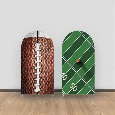 Aperturee Rugby Football Brown White Green Lines Arch Backdrop | Chiara Wall Backdrop Diy | Circle Arch Backdrop Diy | Chiara...