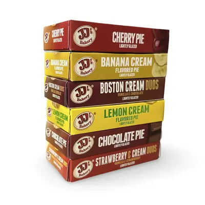 JJ's Bakery Cream Pie 6 Flavor Variety Pack: Cherry, Chocolate and Banana, Lemon, Strawberry and Boston Cream Pies | 6 Pack