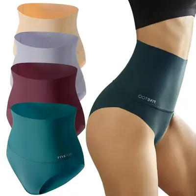 FINETOO Unite Store 4PCS Women Underwear Spandex Bikini Seamless Panties High Waisted Nylon Brief Basic Lingerie S-3XL Minim...
