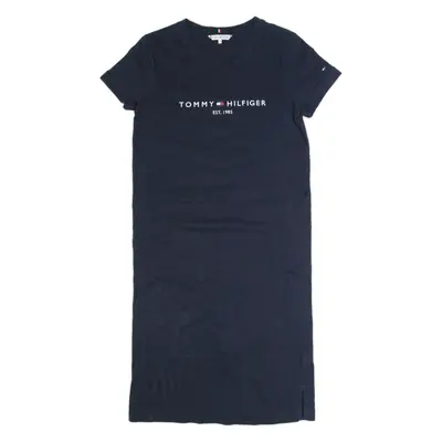 TOMMY HILFIGER Oversized Womens T-Shirt Dress Blue Short Sleeve Midi XS