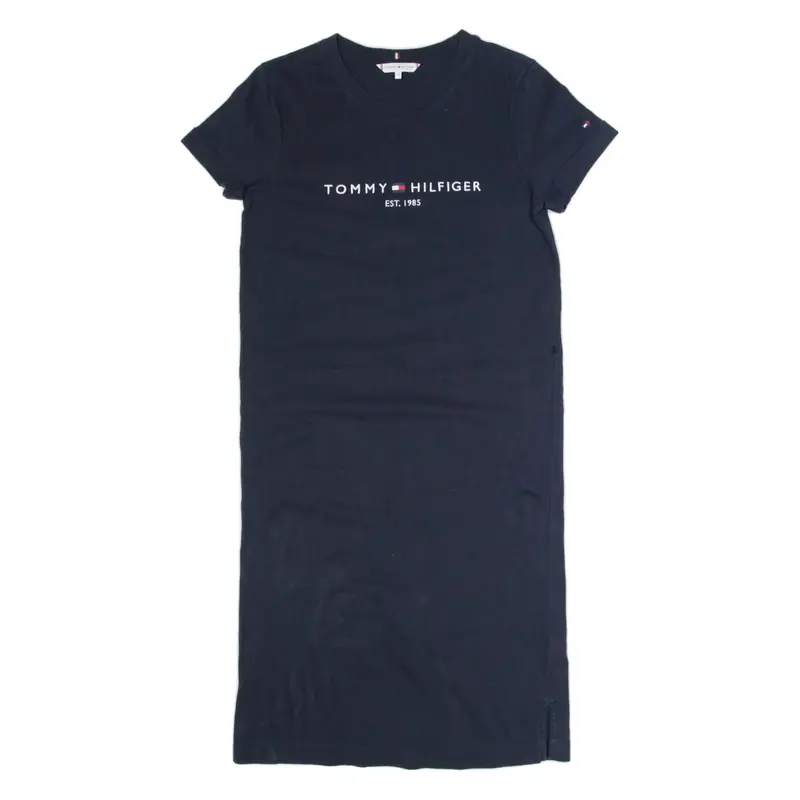 TOMMY HILFIGER Oversized Womens T-Shirt Dress Blue Short Sleeve Midi XS