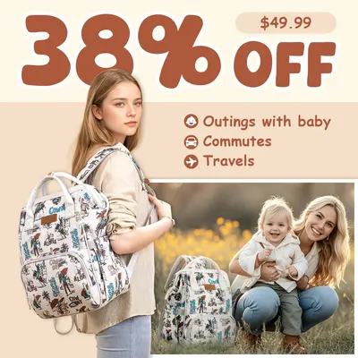 Wrangler WildWest Travel Backpack with Side Wipes Pocket, Waterproof Pocket, Large Capacity Carry On Diaper Backpack for Work...