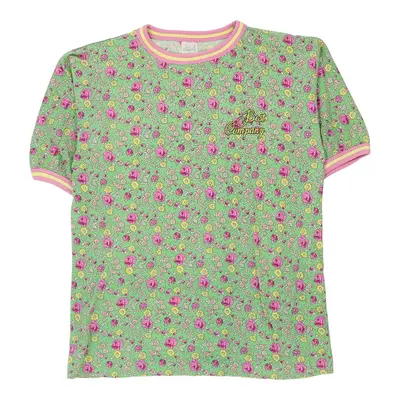 1980s Best Company Floral T-Shirt - Small Green Cotton