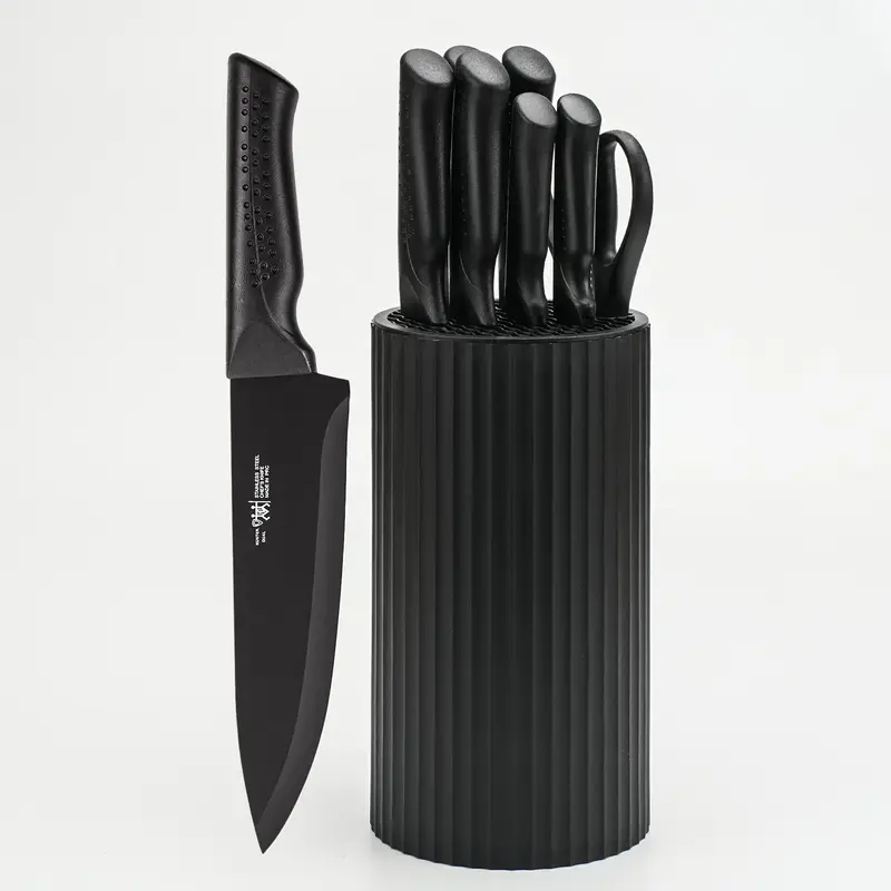 Knife Set, HUNTER.DUAL 8-Piece Kitchen Knife Set for Chef, Sharp Knife Set with Universal Knife Block, Anti-Rust Kitchen Knif...