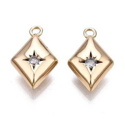 Brass Micro Pave Clear Cubic Zirconia Charms