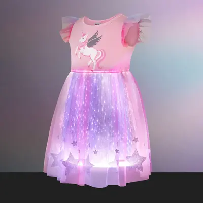 PatPat Go-Glow Unicorn Dress: 100% Safe Glow, Magical Multi-color Lights, Glotech, Machine-washable, for Parties & Celebratio...