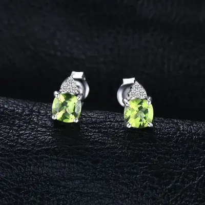 Elegant 1.3Ct Natural Peridot Stud Earrings in 925 Sterling Silver - A Perfect Gift for Women on Any Occasion