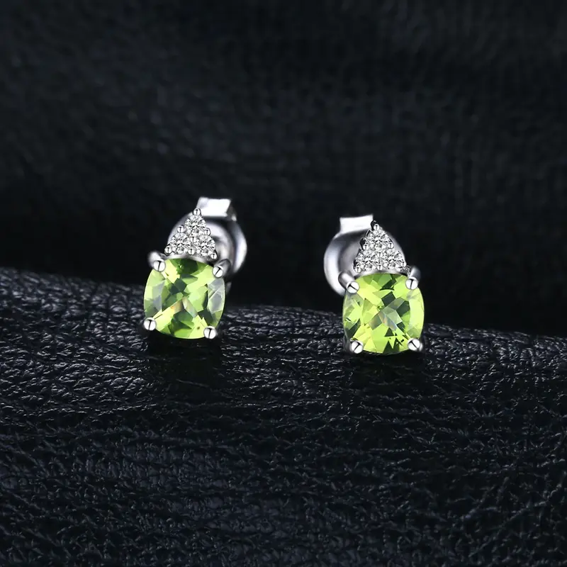 Elegant 1.3Ct Natural Peridot Stud Earrings in 925 Sterling Silver - A Perfect Gift for Women on Any Occasion