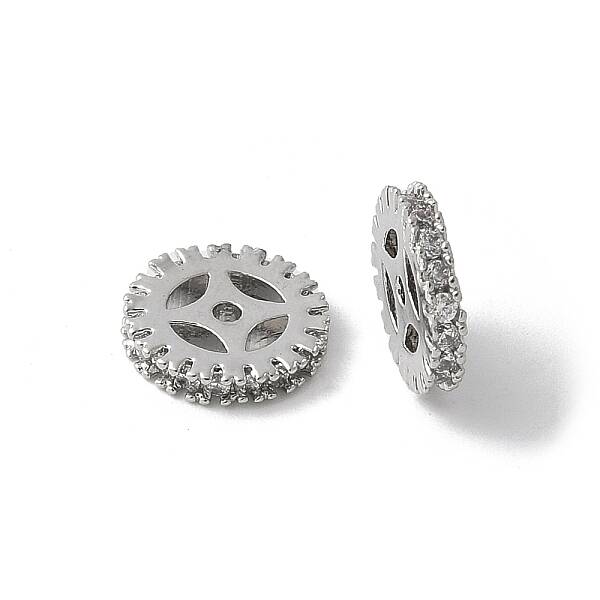 Brass Micro Pave Cubic Zirconia Beads