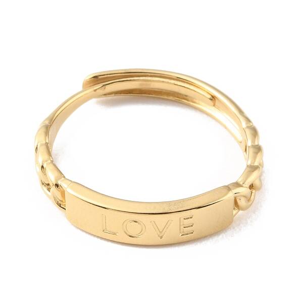 304 Stainless Steel Rectangle with Word Love Adjustable Rings for Valentine's Day