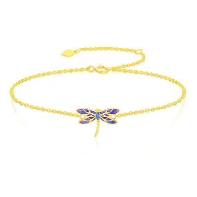 14K Gold Dragonfly Charm Bracelet