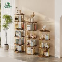 Flycity Rotating Bookshelf 3-5 Tier Spinning Bookshelf Tower 360° Display Unique Round Bookcase for Home Study and Office Or...