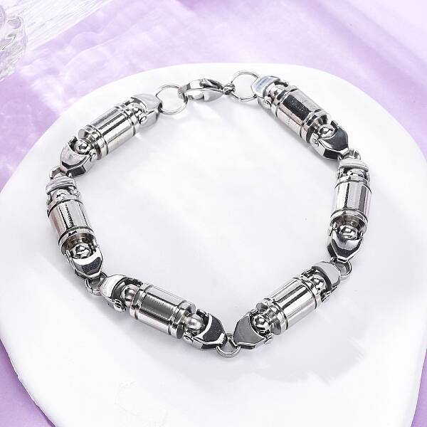 201 Stainless Steel Column Link Chain Bracelets