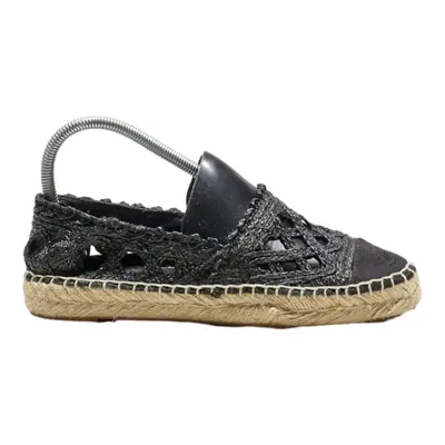 CHANEL Espadrille Shoes Black Synthetic Womens UK 5