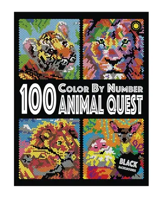 100 Animal Quest Color By number : quest activity with 12-color palette Coloring book