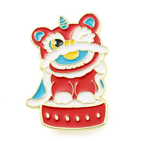 Chinese Style Dancing Lion Enamel Pins