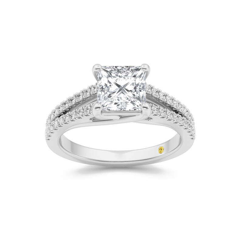 Nyx Split Shank Trellis Pavé Princess Cut Lab Grown Diamond Engagement Ring | 18K White Gold 3 1/2 CT. TW.
