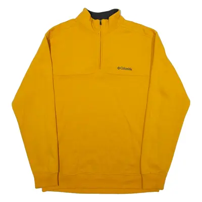 COLUMBIA Mens Sweatshirt Yellow 1/4 Zip M