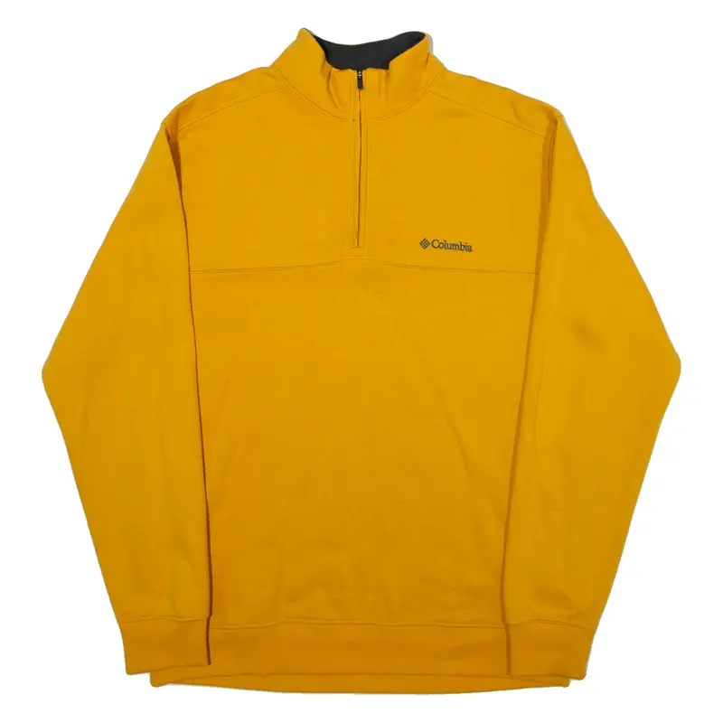 COLUMBIA Mens Sweatshirt Yellow 1/4 Zip M
