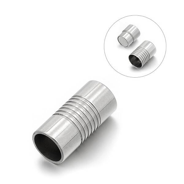Tarnish Resistant Smooth 304 Stainless Steel Column Magnetic Clasps with Glue-in Ends