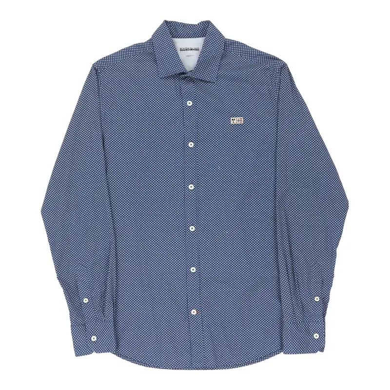 Napapijri Checked Shirt - Small Blue Cotton
