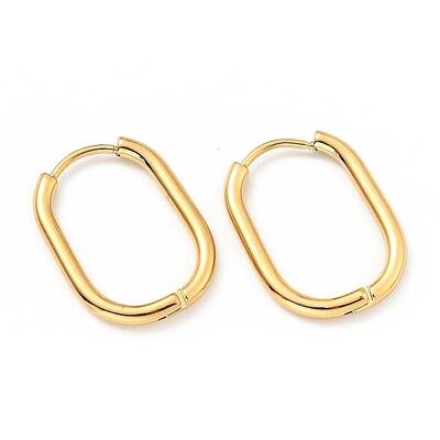 PVD Vacuum Plating 303 Stainless Steel Oval Hinged Hoop Earrings with 316 Stainless Steel Pins for Women
