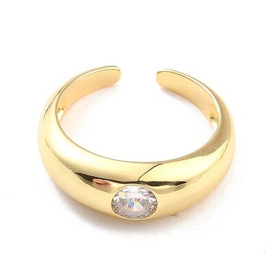 Clear Cubic Zirconia Chunky Open Cuff Ring for Women