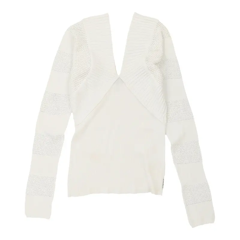 Armani Jeans V-neck Jumper - Large White Cotton | Size: large