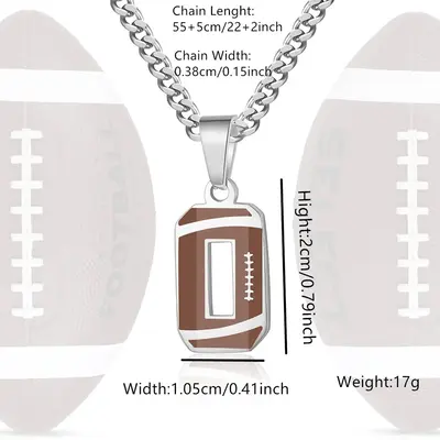 Stainless Steel Necklace Silver Men's Athlete Football Number Necklace Men's Daily Wear Gift
