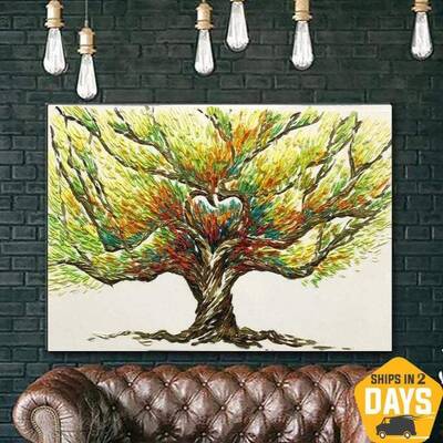 Large Abstract Tree Painting Green Paintings On Canvas Texture Tree Painting Impasto Painting Wall Art Decor | WISH TREE 18&q...