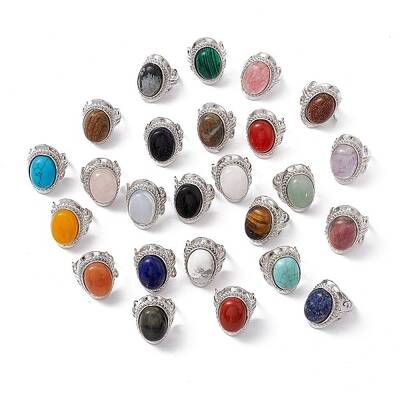 Gemstone Oval Adjustable Ring