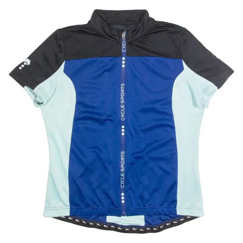 Cycling Zip Up Womens Jersey Blue High Neck L
