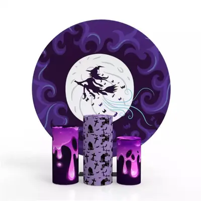Aperturee Halloween Moon Purple Party Event Round Backdrop Kit | Halloween Photography Backdrops | Diy Halloween Photo Backdr...