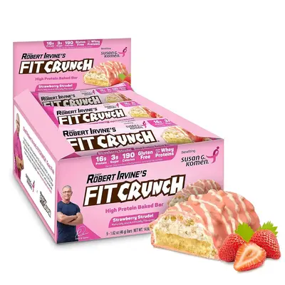 FITCRUNCH Snack Size Protein Bars, Designed by Robert Irvine, 6-Layer Baked Bar, 3g of Sugar, Gluten Free & Soft Cake Core (9...