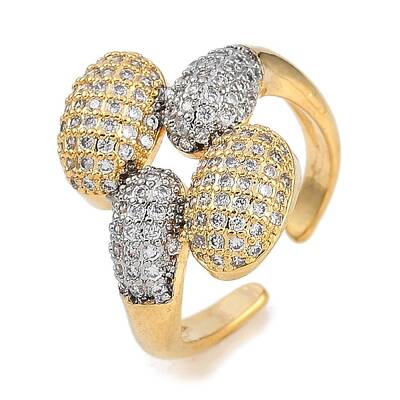Brass Micro Pave Cubic Zirconia Cuff Rings
