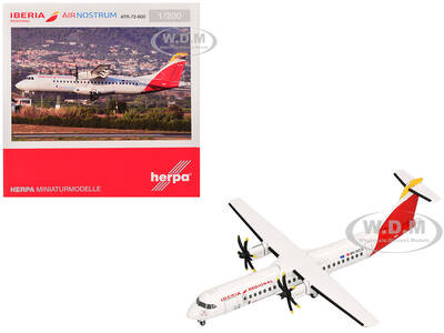 ATR 72-600 Commercial Aircraft Iberia Regional (9H-NCD) White with Red Tail 1/200 Diecast Model Airplane by Herpa
