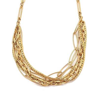 304 Stainless Steel Multi Layerd Oval Bib Necklaces for Women
