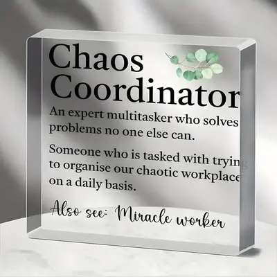 Chaos Letter Design Creative Acrylic Plaque, 1 Count Clear Decorative Plaque for Boss, Colleague, Manager, Teacher and Coach,...